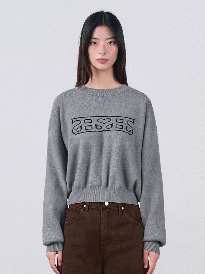 Heartlogo Round Knit Charcoal