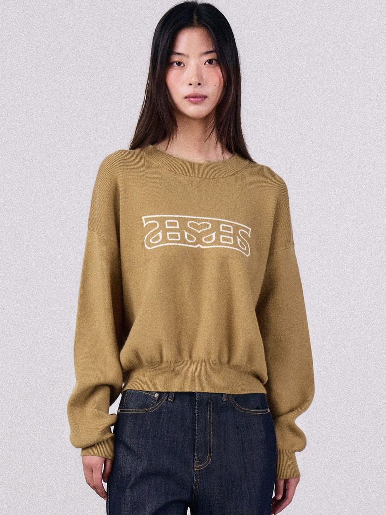 Heartlogo Round Knit Mustard