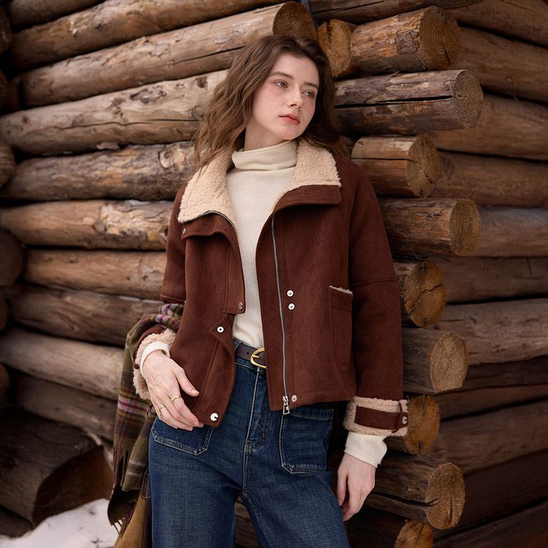 SR_Short fur integrated jacket_2color