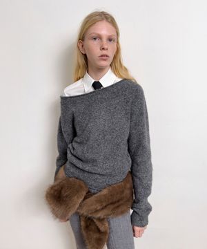 TWO WAY OFF SHOULDER KNIT (charcoal)