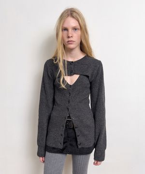 BOLERO LAYERED KNIT CARDIGAN (dark grey)