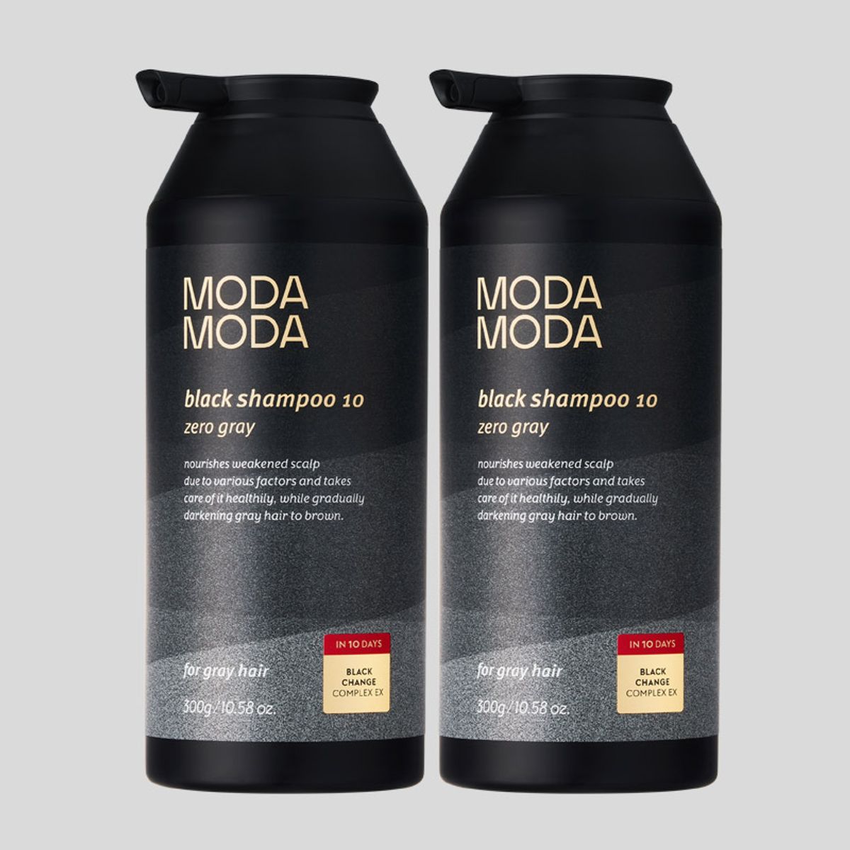 모다모다(MODAMODA) 제로 그레이 블랙 10 새치 케어 3세대 샴푸 300g 2통