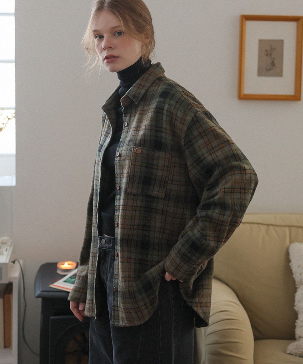 룸페커(ROOMPACKER) 빈티지 코인 기모 체크 셔츠_khaki - 사이즈 & 후기 | 무신사