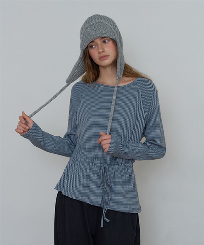 Bubbly Stripe Shirring T-shirt