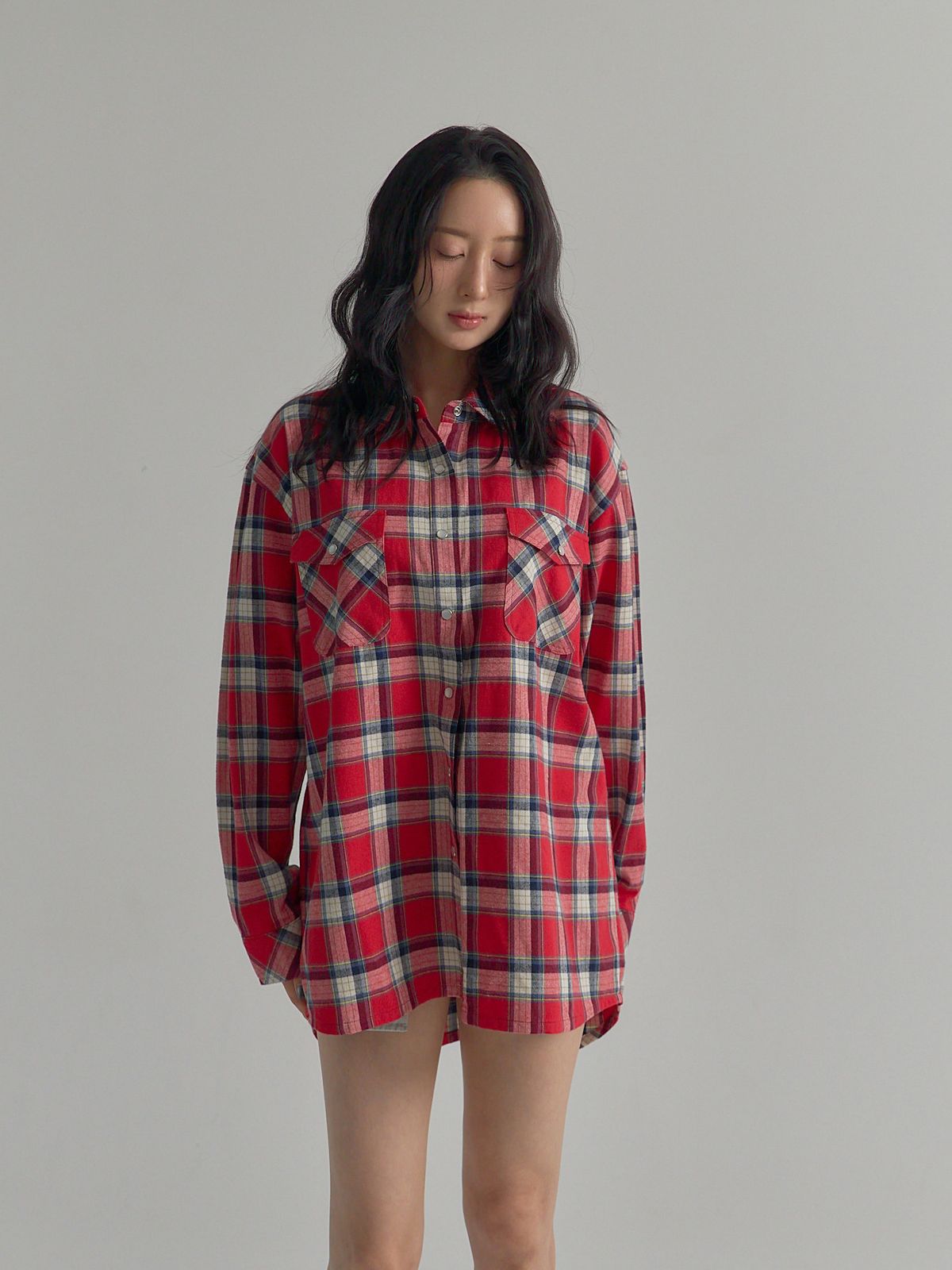 마스컬렉트(MARS COLLECT) 웨스턴 체크 셔츠 레드