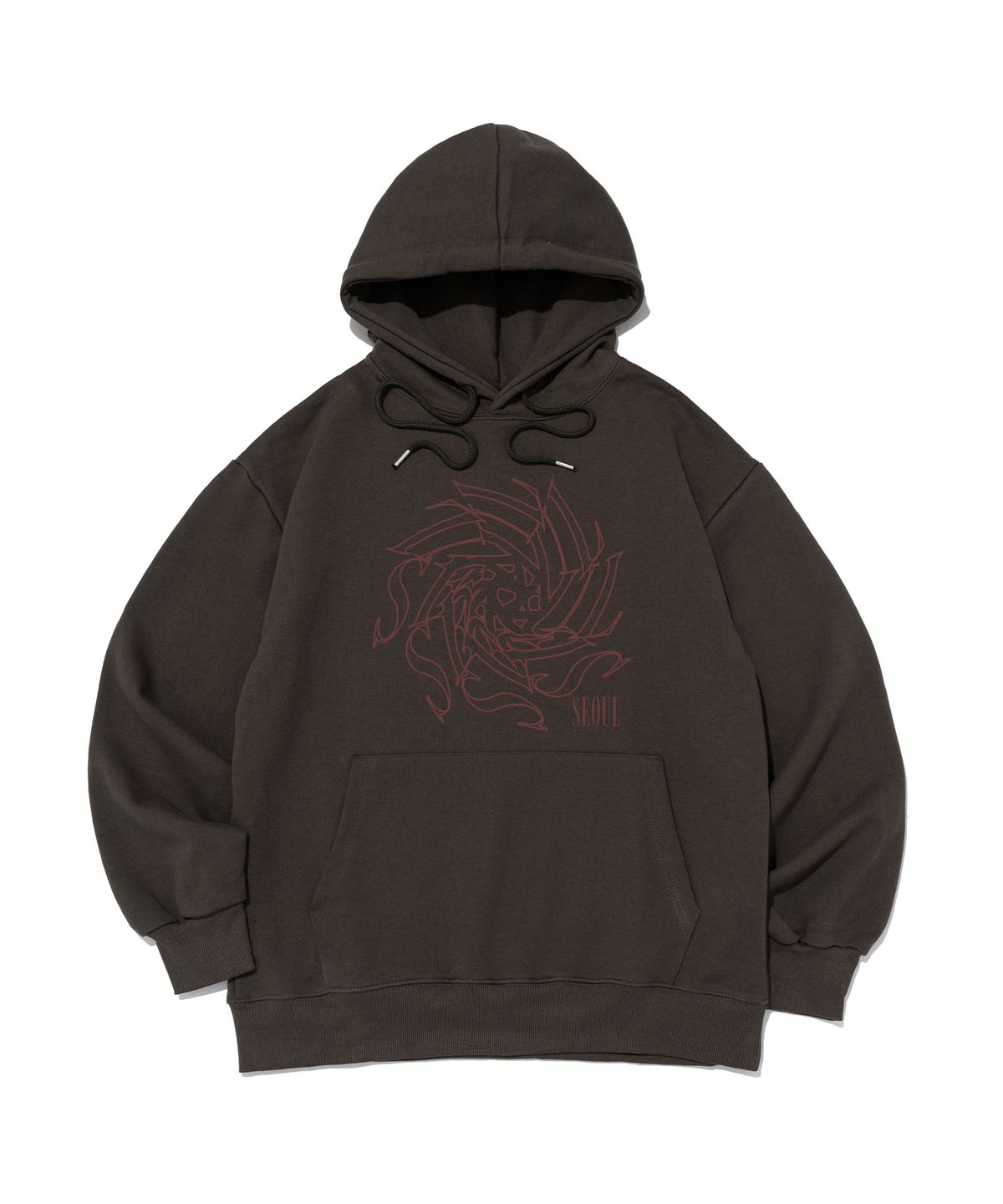 서울어패럴(SEOUL APPAREL) 서울 스파이럴 후드 티셔츠 (카키)