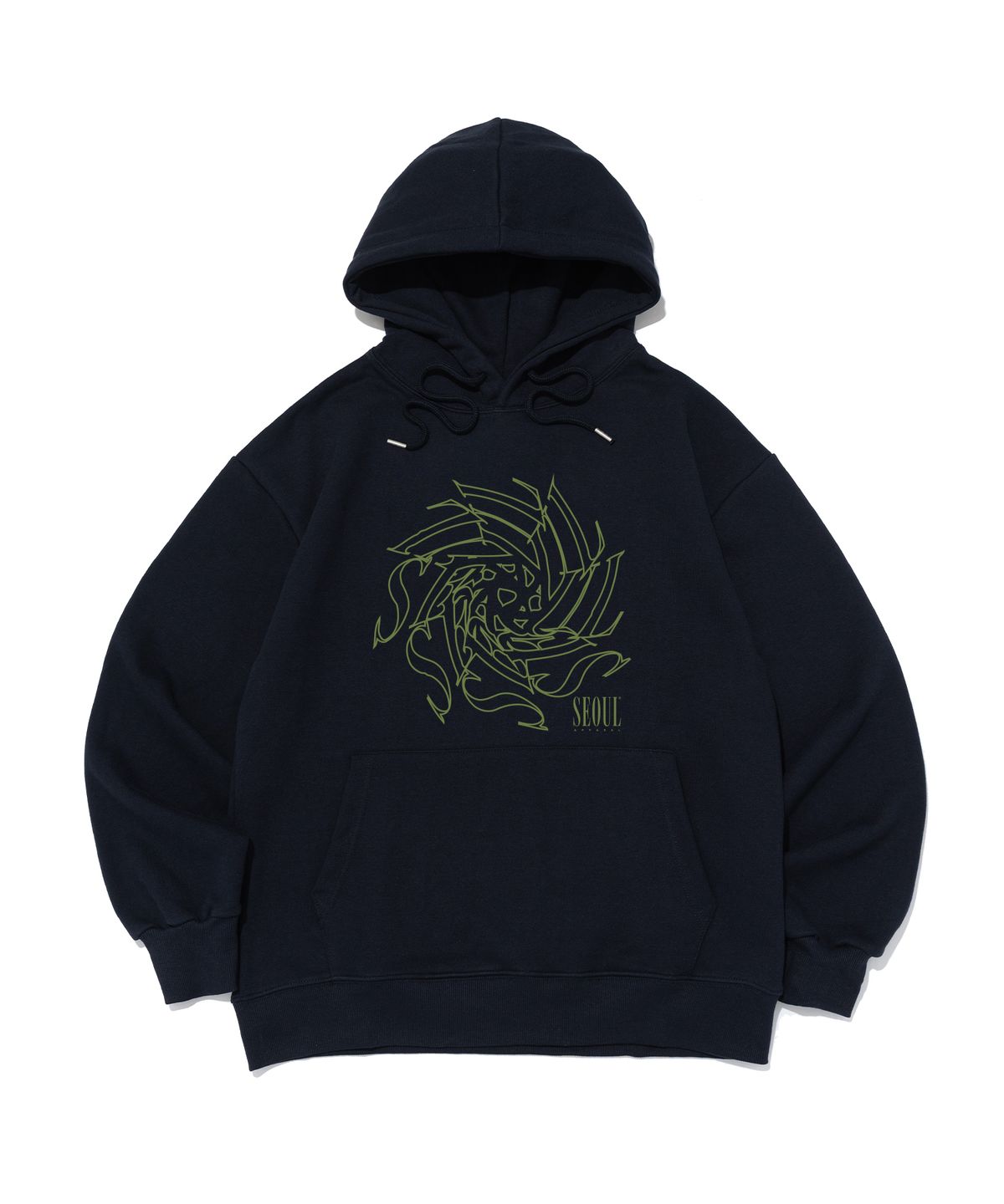 서울어패럴(SEOUL APPAREL) 서울 스파이럴 후드 티셔츠 (네이비)