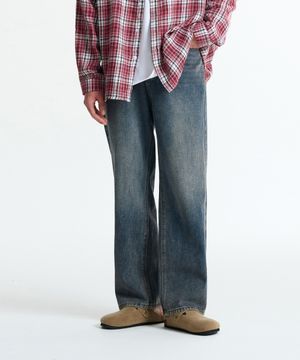 어반 뒷밴딩 세미와이드 데님(Indigo blue)