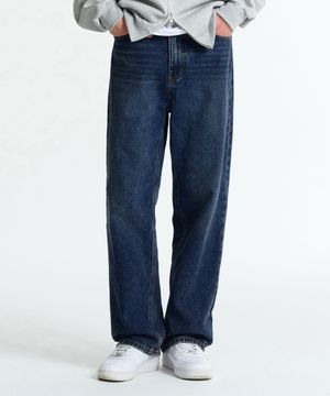 어반 뒷밴딩 세미와이드 데님(Dark blue)