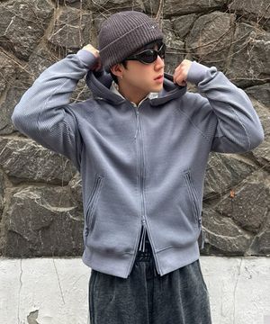 와플 오버핏 후드집업 (3color)