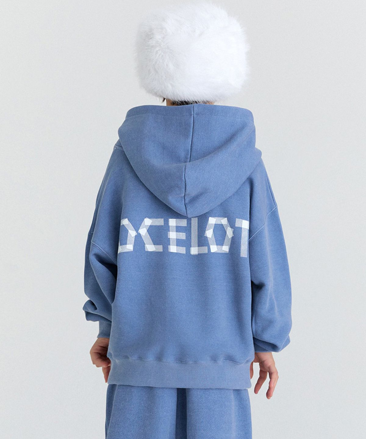 오실롯 주니어(OCELOT JUNIOR) E12 기모 피그 마스킹프린트 후드 (블루)