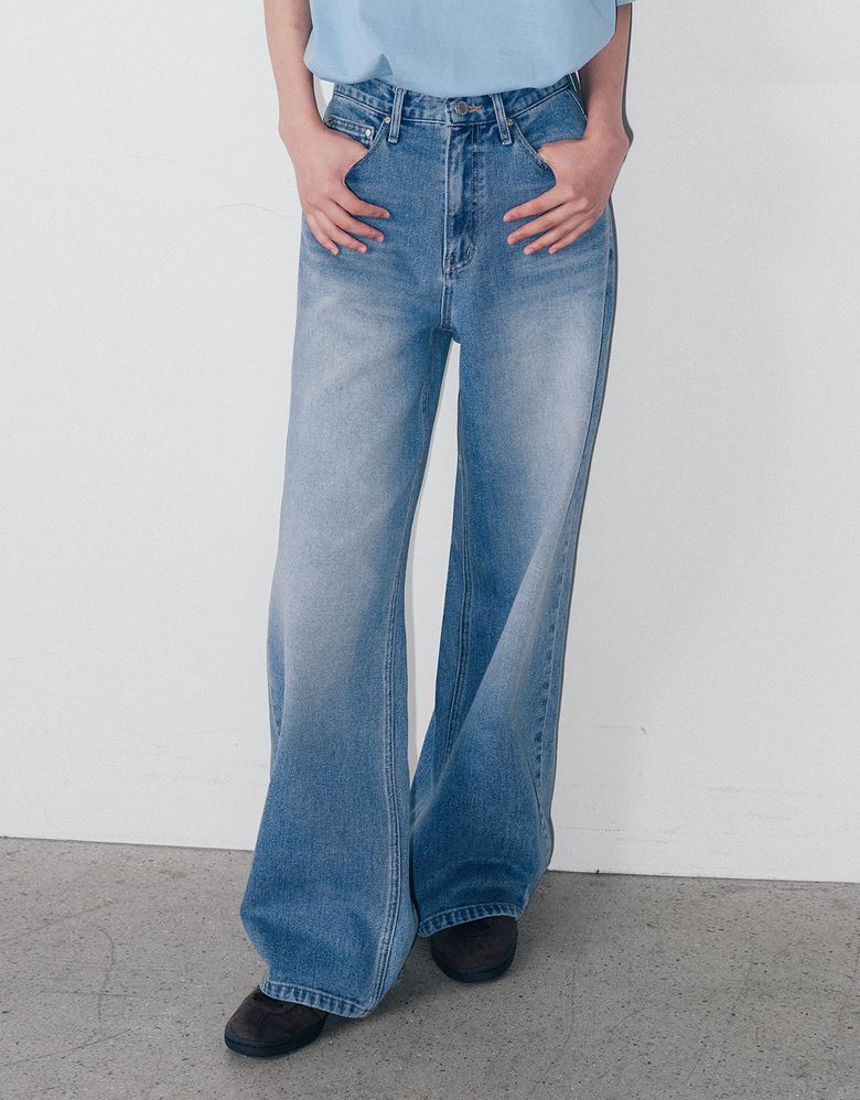 Classic Long Wide Denim Light Blue