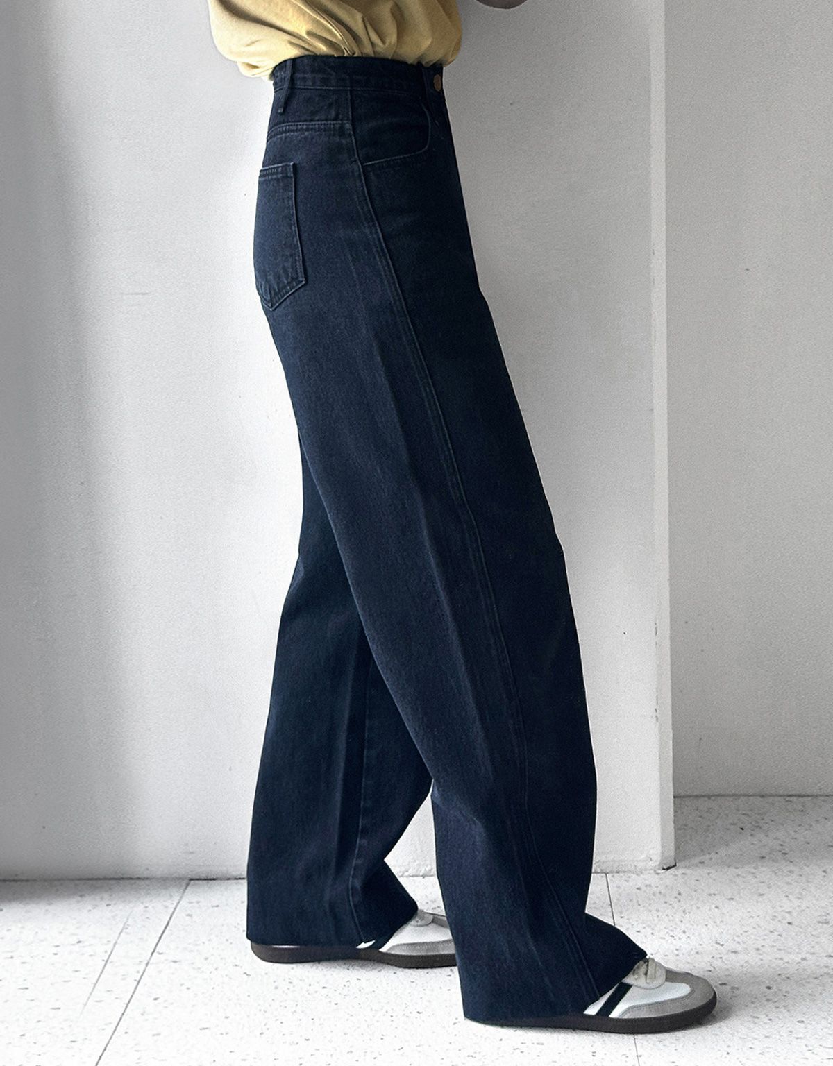 앤하츠(ANNEHEARTS) Color Wide Denim Pants Black