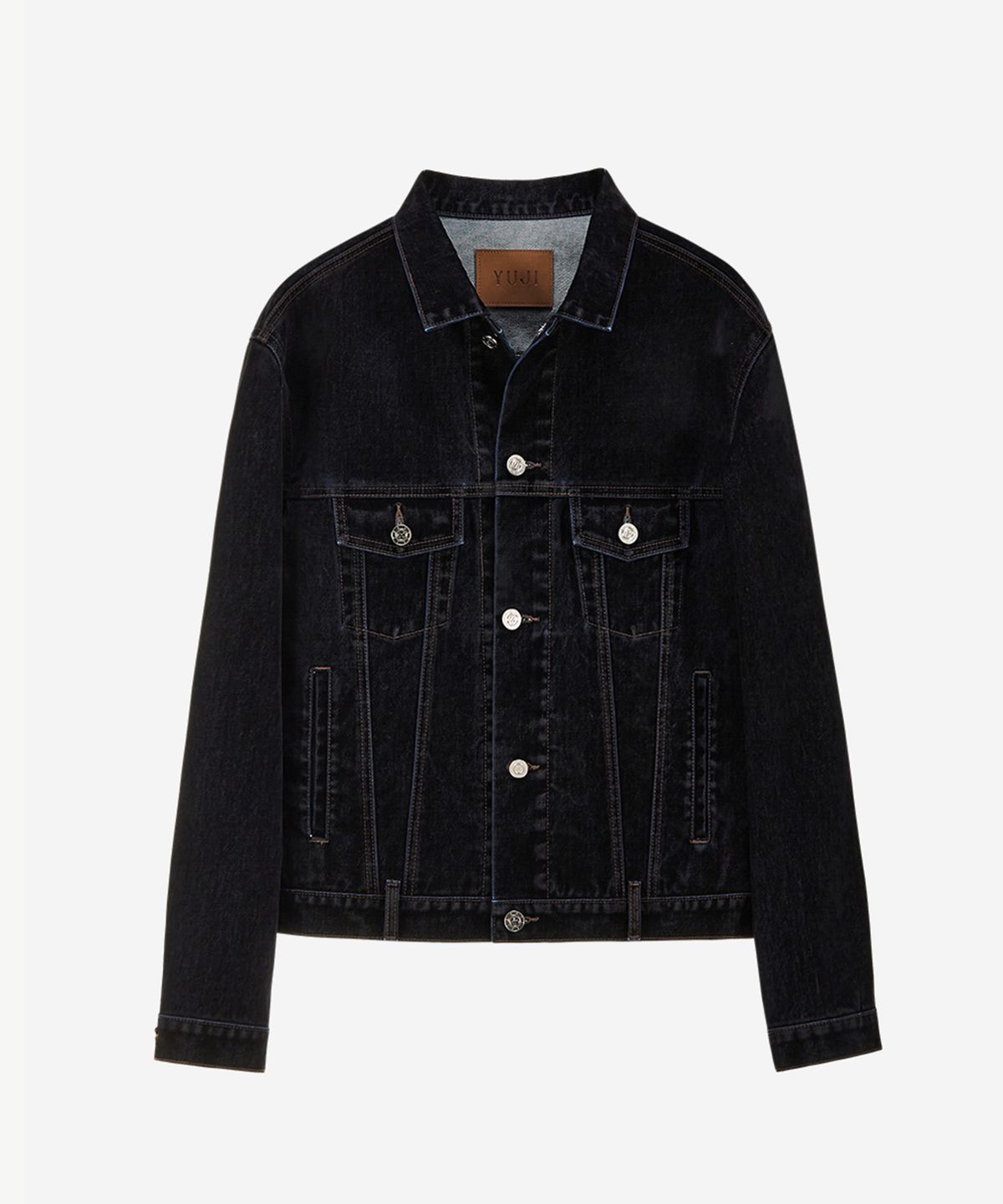 유지(YUJI) VELVET DENIM TRUCKER JACKET MYSTIC BLUE