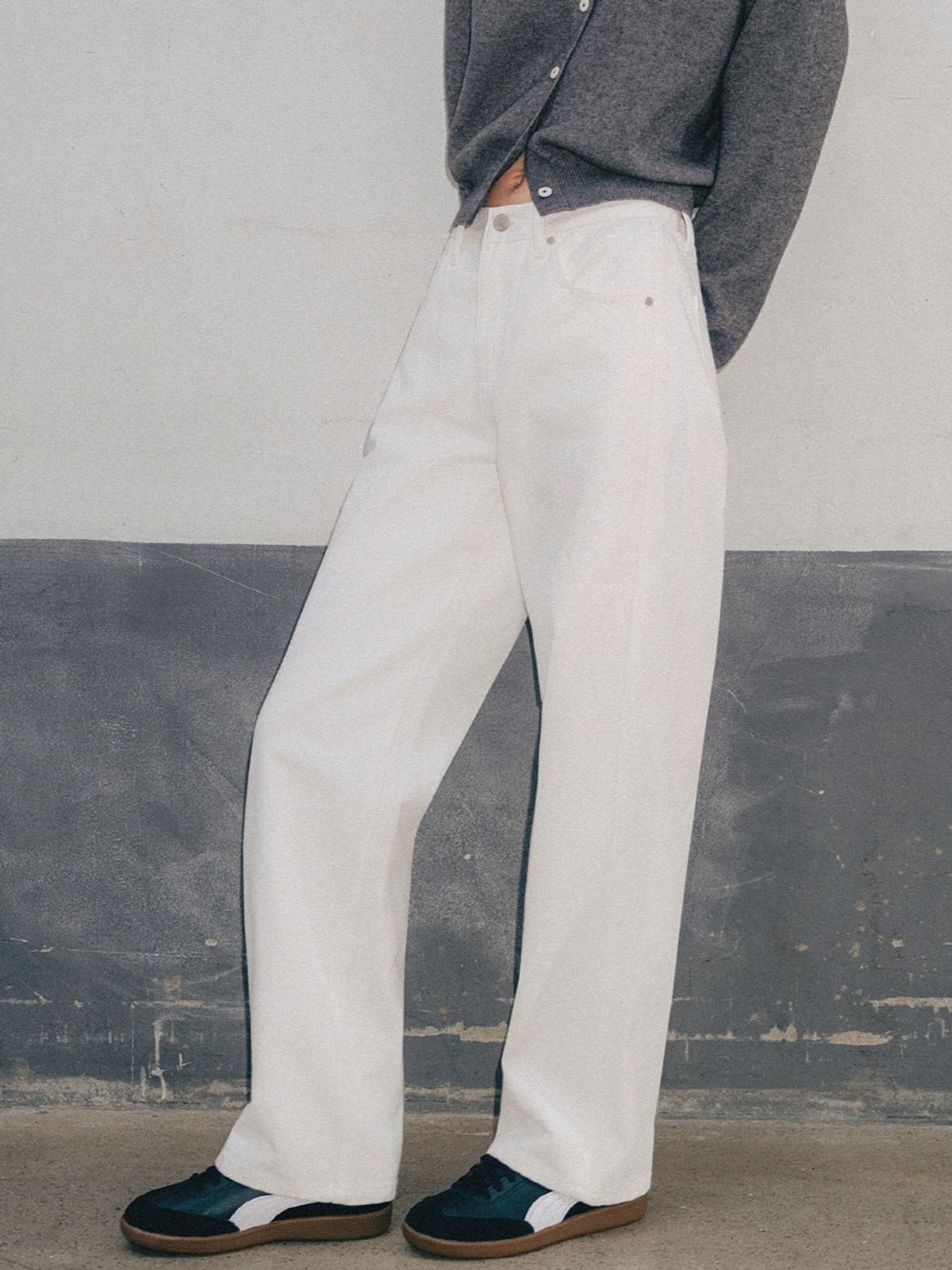 앤하츠(ANNEHEARTS) Color Wide Denim Pants Ivory