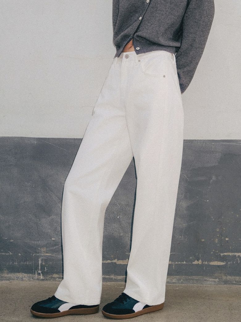 Color Wide Denim Pants Ivory