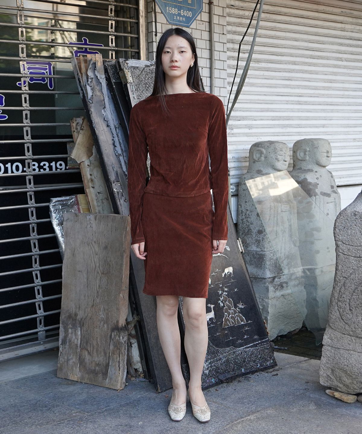 누아누(NUUANU) Camosa Skirt_Brown