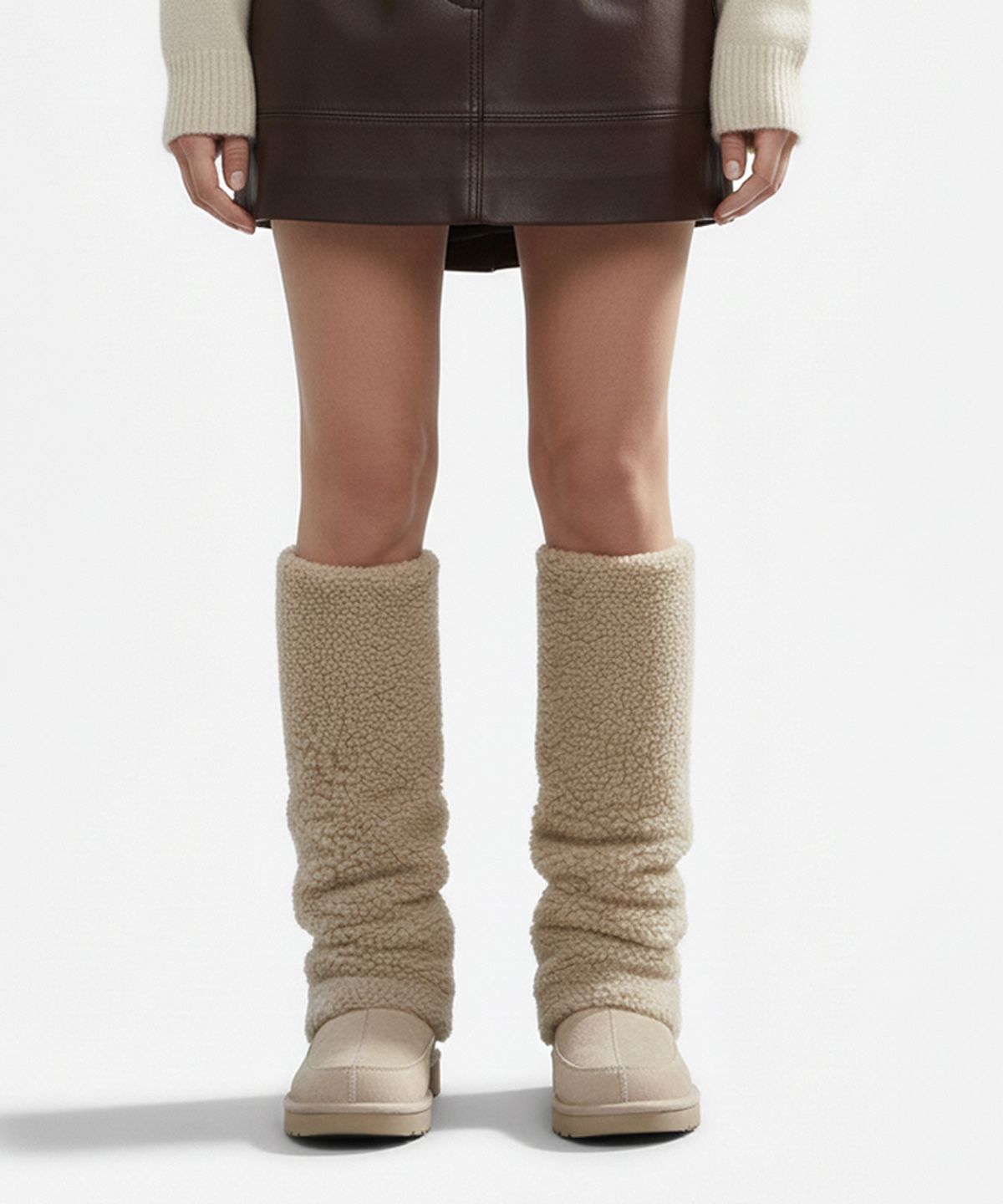 로맨틱타이거(ROMANTIC TIGER) hug me fur leg warmer (beige)