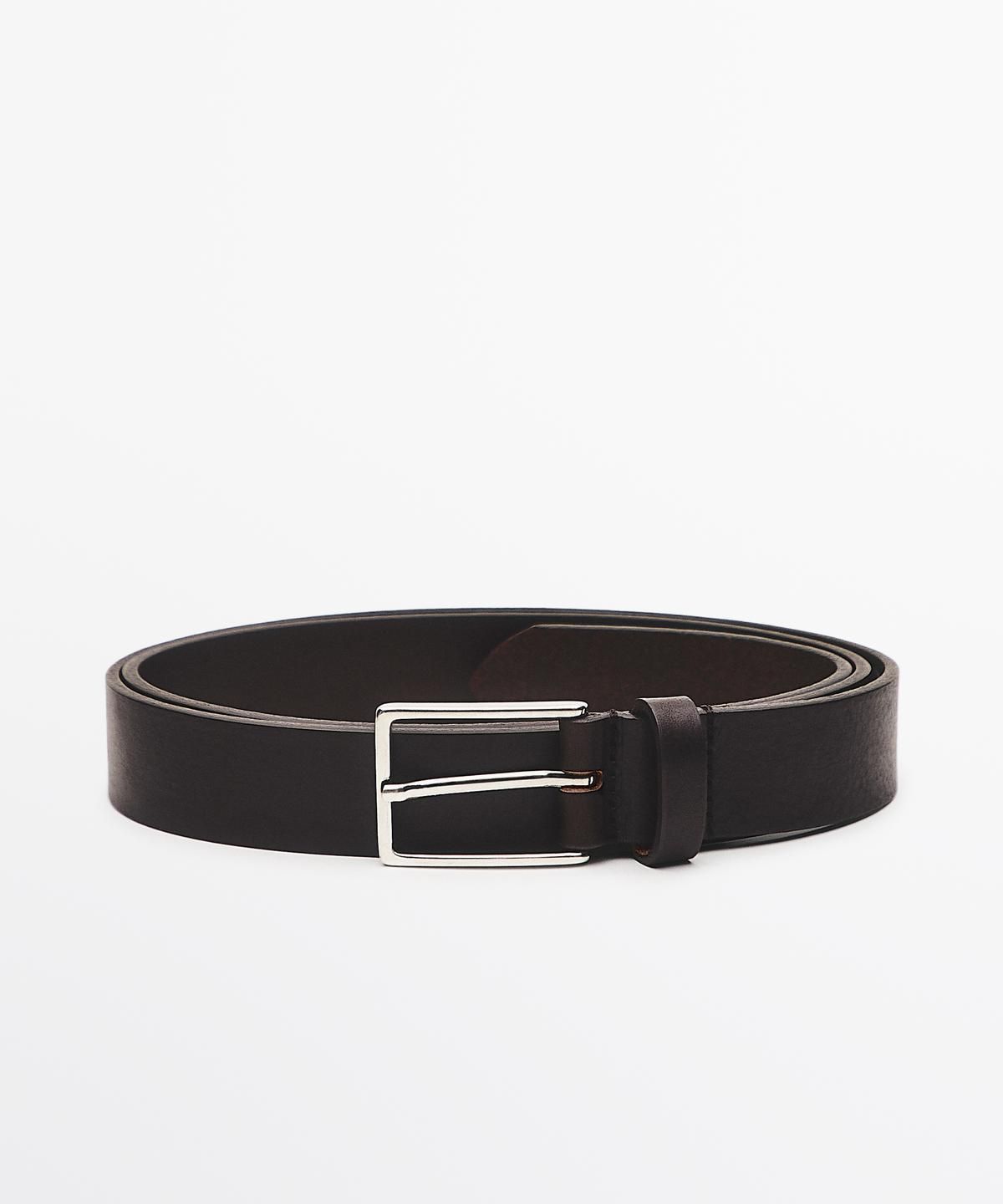 마시모두띠(MASSIMO DUTTI) 렉탱귤러 버클 디테일 나파 레더 벨트