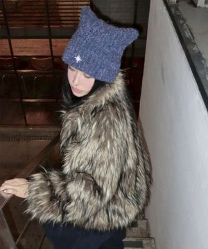 자수 캣비니[네이비]