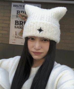 자수 캣비니[화이트]