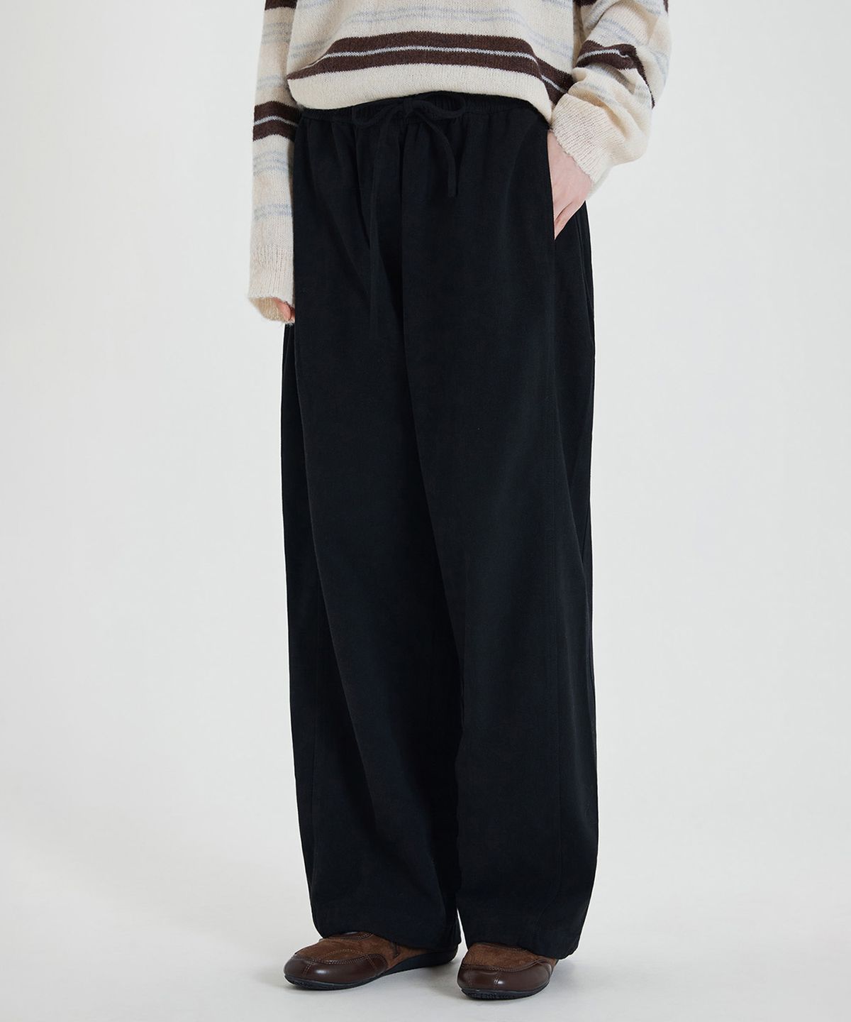 미쏘(MIXXO) 기모 코튼 밴딩 와이드 팬츠_MIWTCG111B