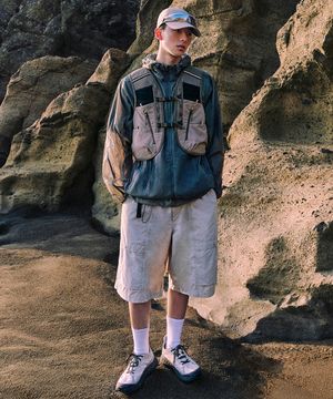 [시티 레저] 벨티드 유틸리티 버뮤다 팬츠 [더스티 크림]