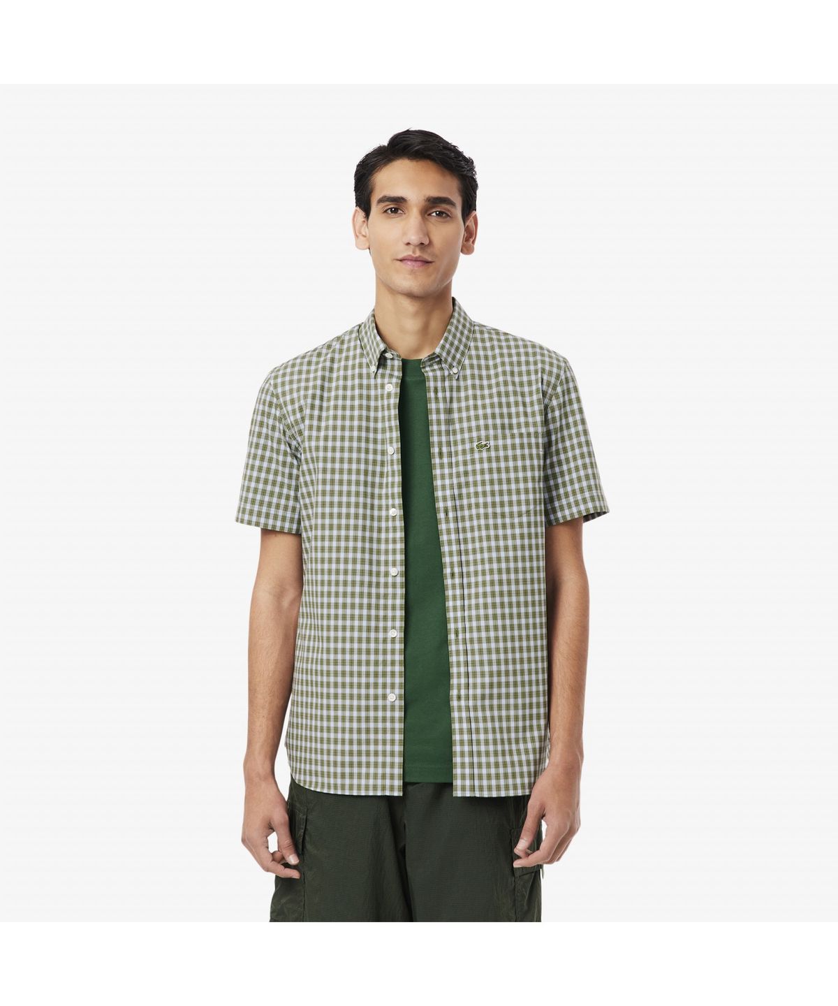 라코스테(LACOSTE) 남성 반팔 체크 셔츠 CH0744-55G IC3