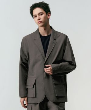 [시티 레저] 루즈 핏 유틸리티 블레이저 [머드 그레이]