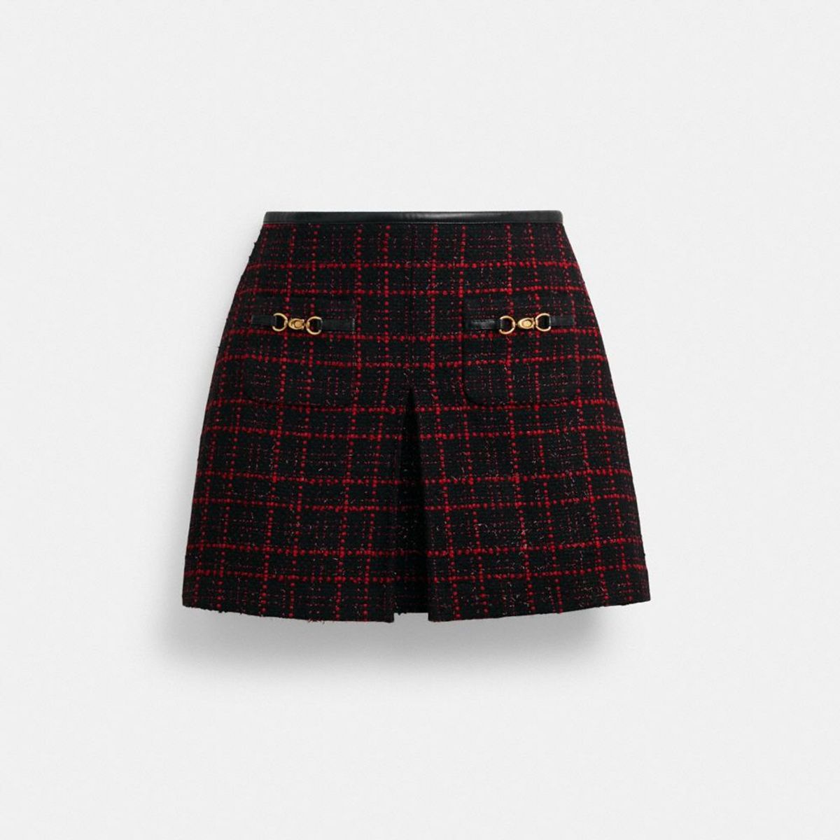 코치(COACH) 스컬프티드 C 트위드 스커트 CDK65 RD/BK
