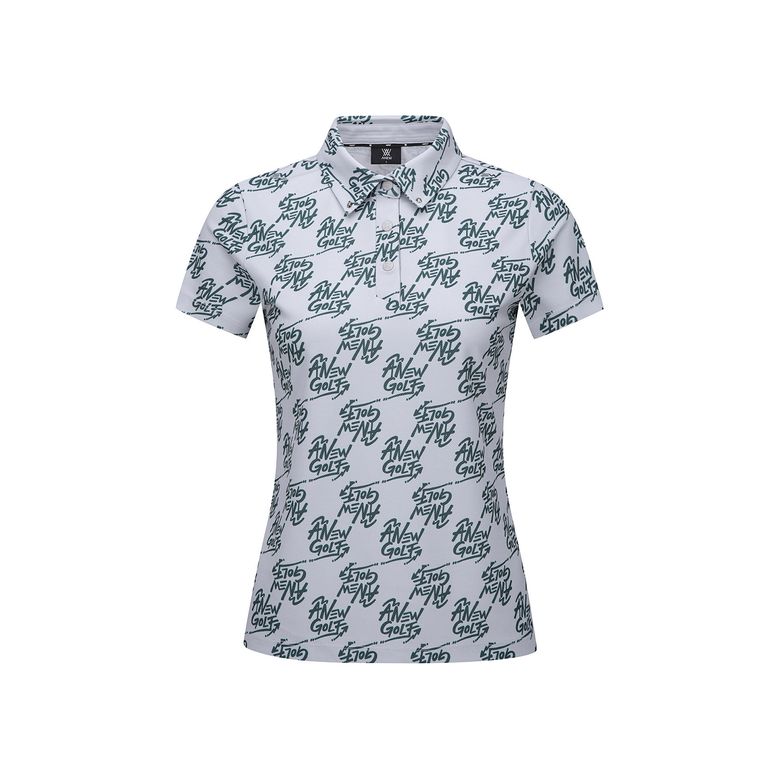 W LOGO PATTERN SHORT T-SHIRT_GR