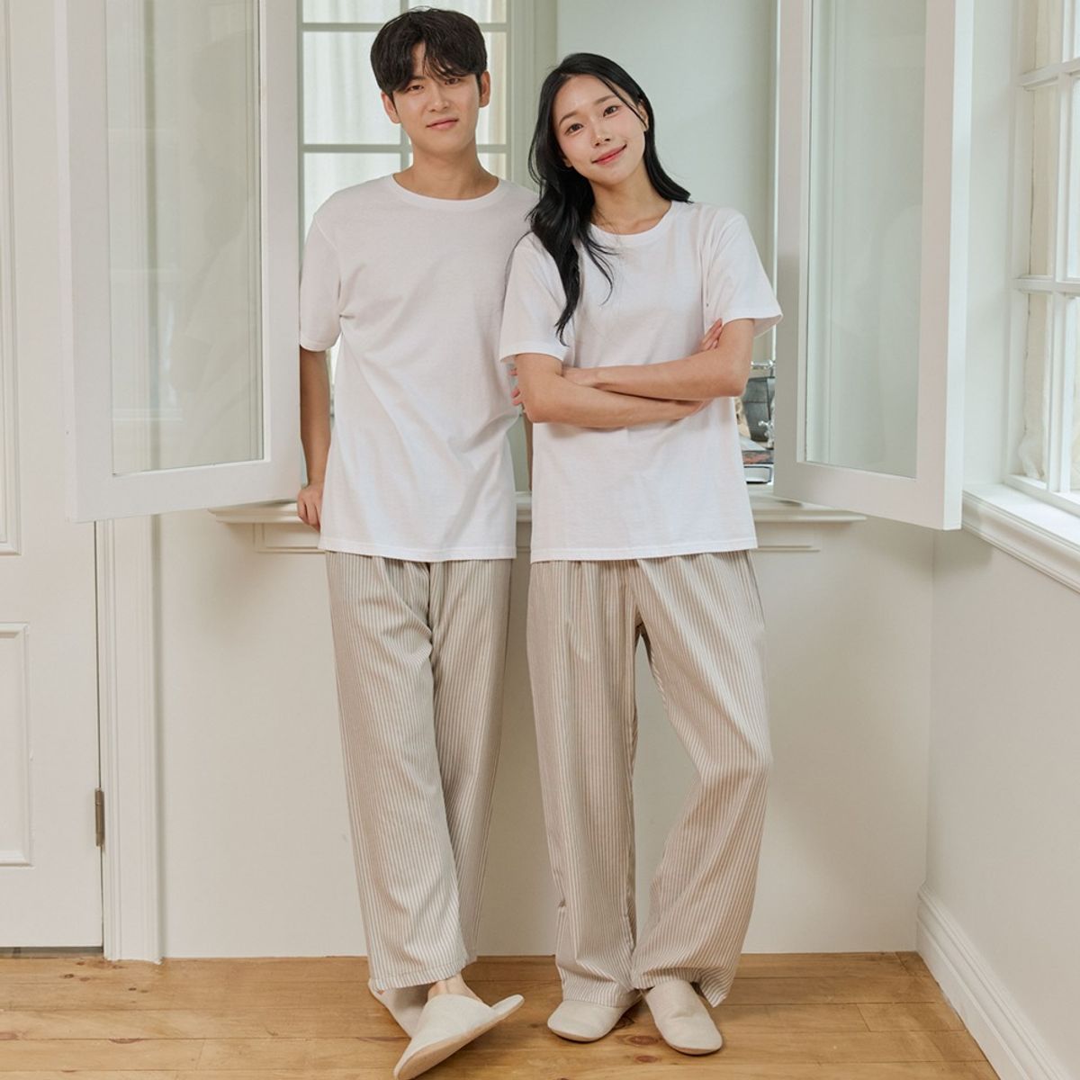 찌니야(JJNIYA) 공용 크리스 베이지 9부잠옷바지
