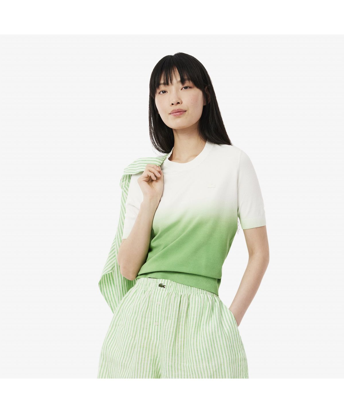 라코스테(LACOSTE) 여성 그라데이션 반팔 스웨터 AF9281-55G QBI