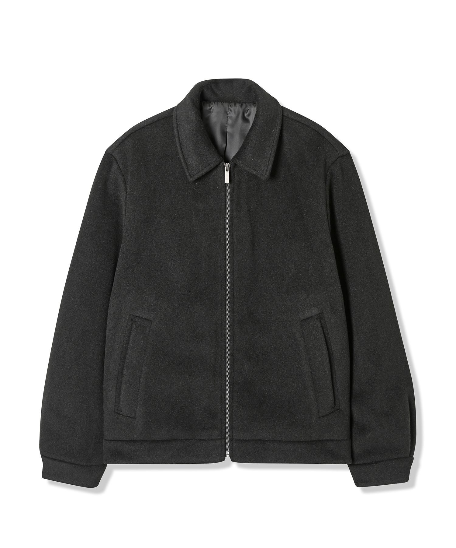 MUSINSA | AD HOC Men's Poly Brush Basic Zip-Up Blouson (BLACK