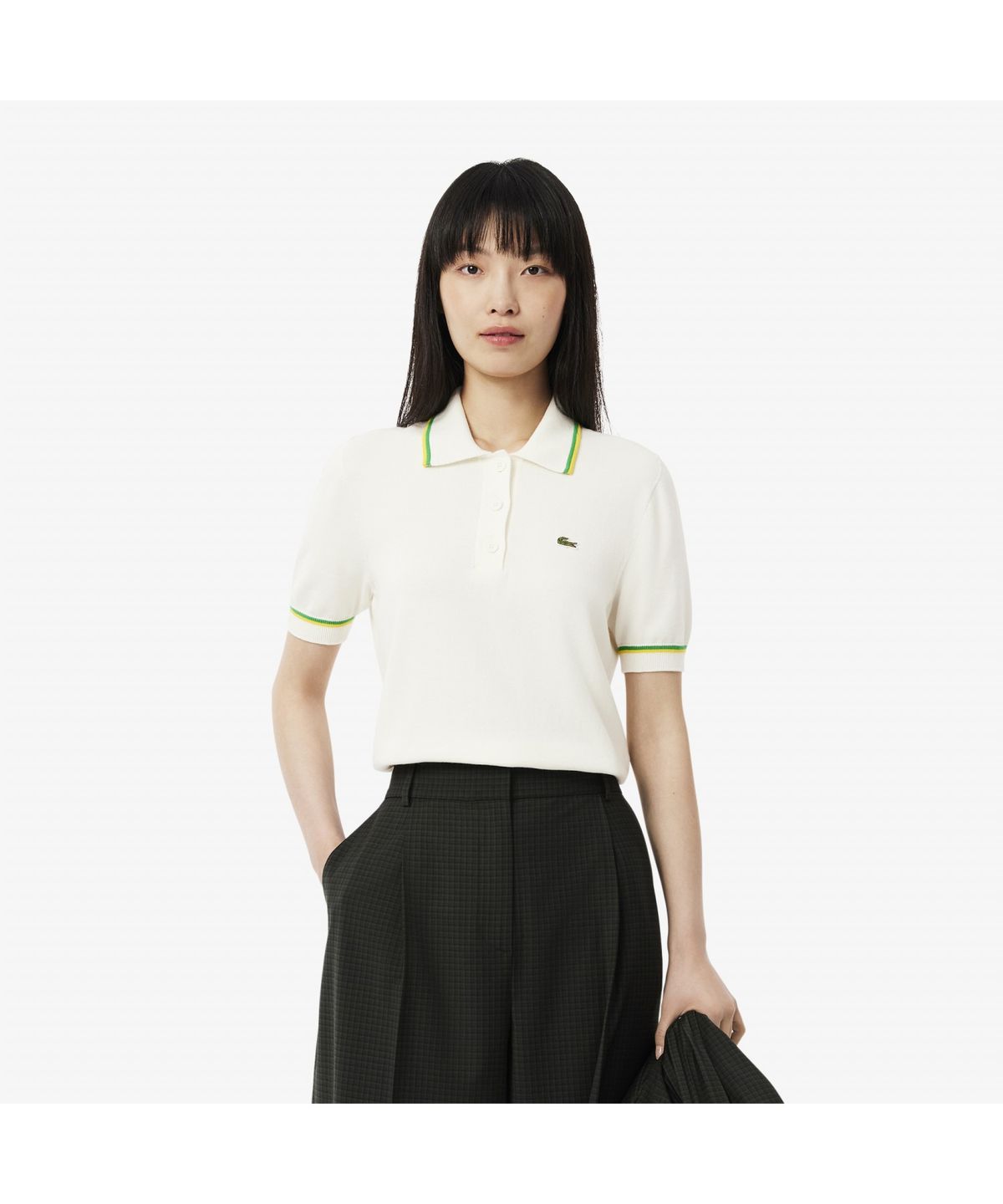 라코스테(LACOSTE) 여성 컬러티핑 폴로 스웨터 AF9283-55G DII