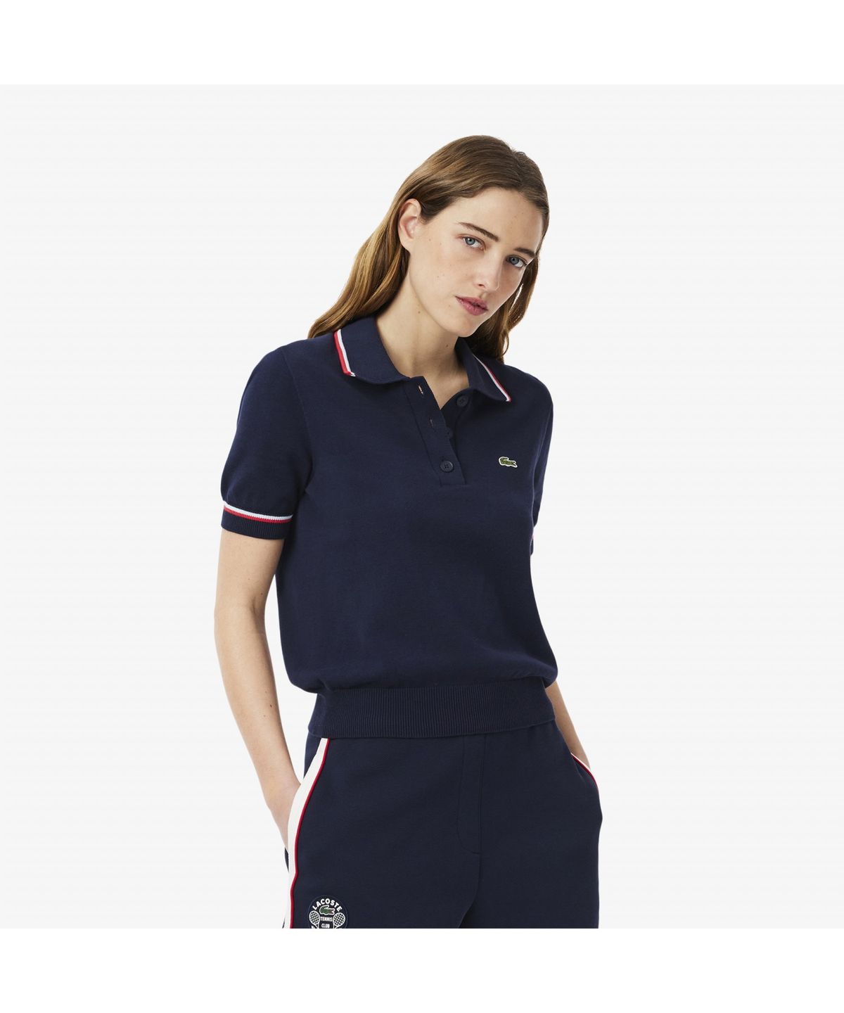 라코스테(LACOSTE) 여성 컬러티핑 폴로 스웨터 AF9283-55G GWI