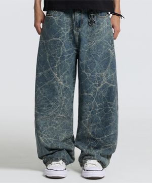 씨알에스디엘 크랙 자카드 데님 팬츠