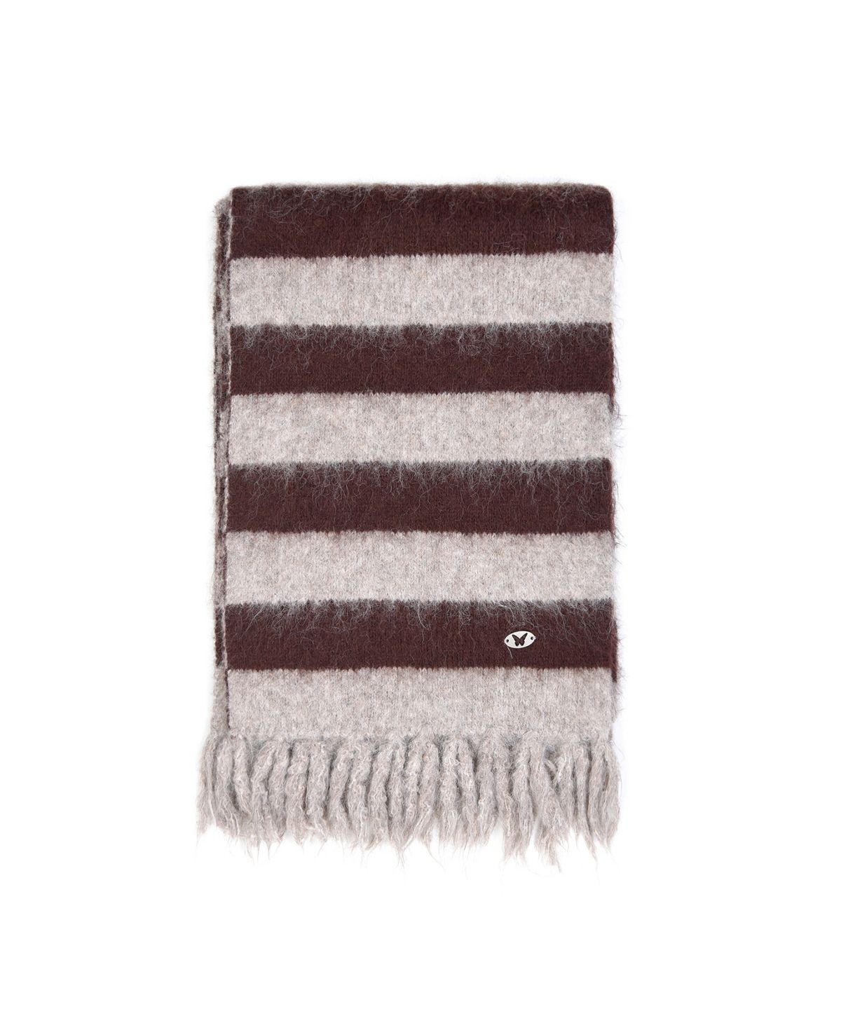 닉앤니콜(NICK&NICOLE) STRIPE HAIRY FRINGE MUFFLER_BROWN