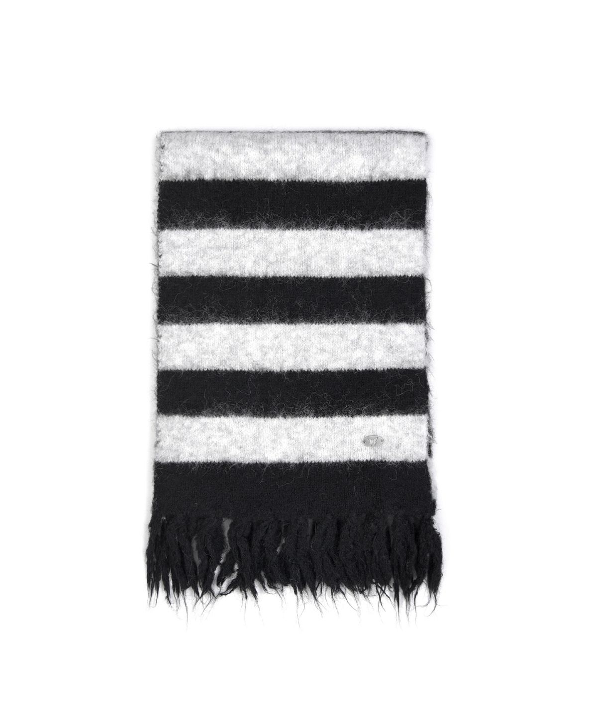닉앤니콜(NICK&NICOLE) STRIPE HAIRY FRINGE MUFFLER_BLACK