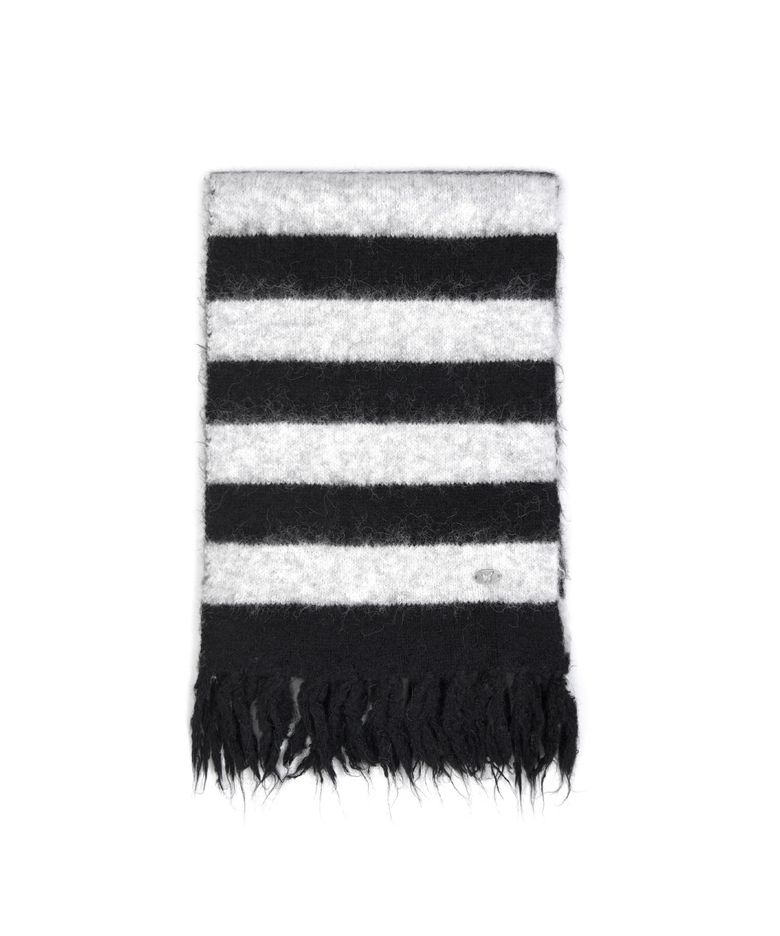 STRIPE HAIRY FRINGE MUFFLER_BLACK