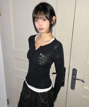 썬비치 버튼 긴팔 티 (2컬러)