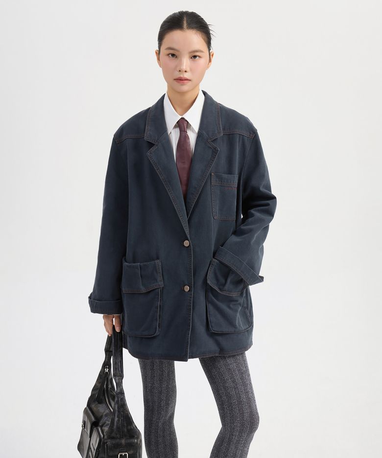 Pocket Point Washing Denim Jacket (dark grey) LFPDW25210GYD
