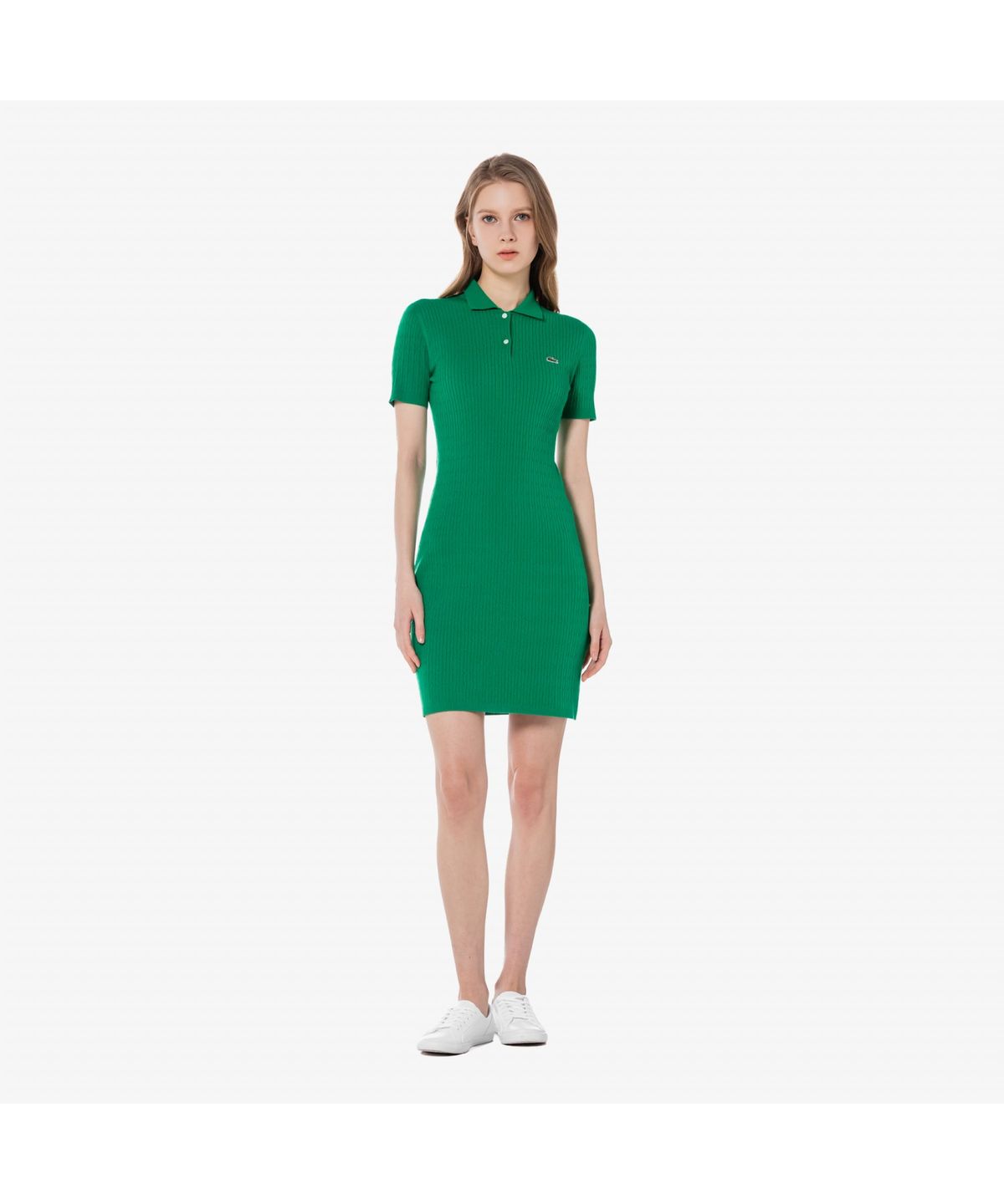 라코스테(LACOSTE) 여성 케이블 반팔 스웨터 드레스 EF382E-55G SIW
