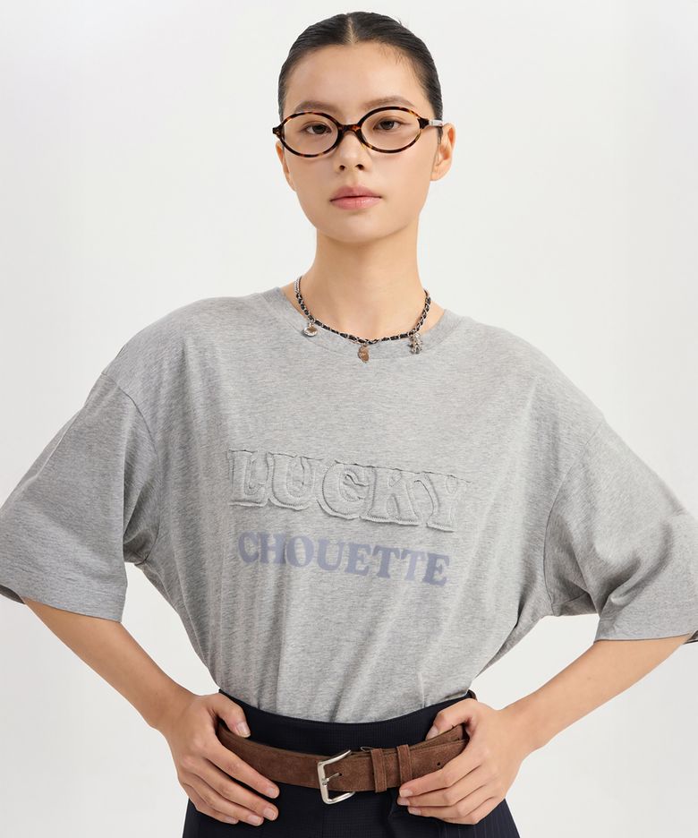 Lettering Point Loose Fit Half Sleeve T-shirt (melange grey) LFTAA25160GYM