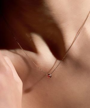 더블 레이어 베젤 핑크 다이아 10K 목걸이 LNF25036D