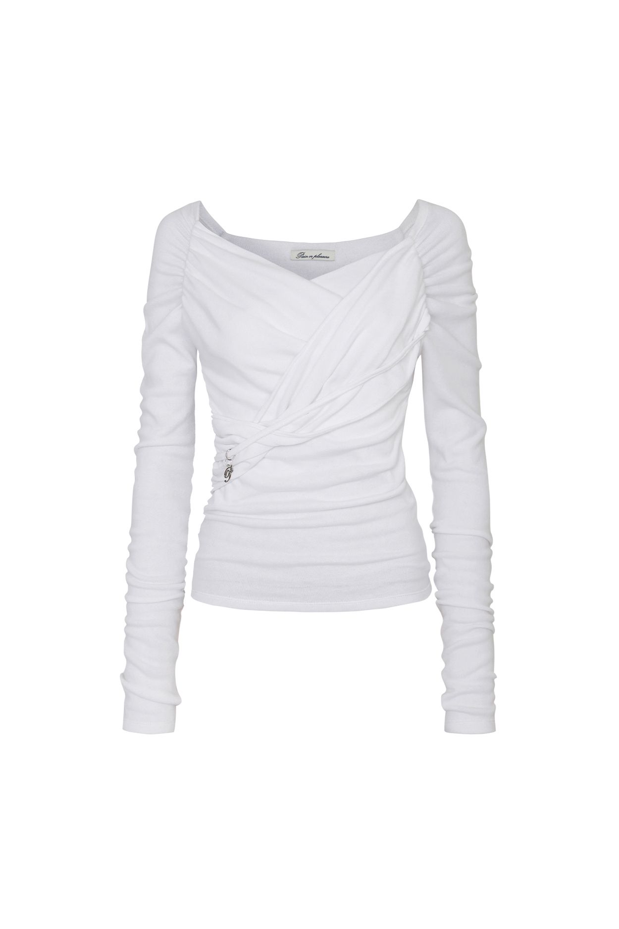 新品タグ有DRAPED OFF SHOULDER SOFT CUT TOPS 1 MUSINSA | PAINORPLEASURE SOFT DRAPED OFF SHOULDER TOP white