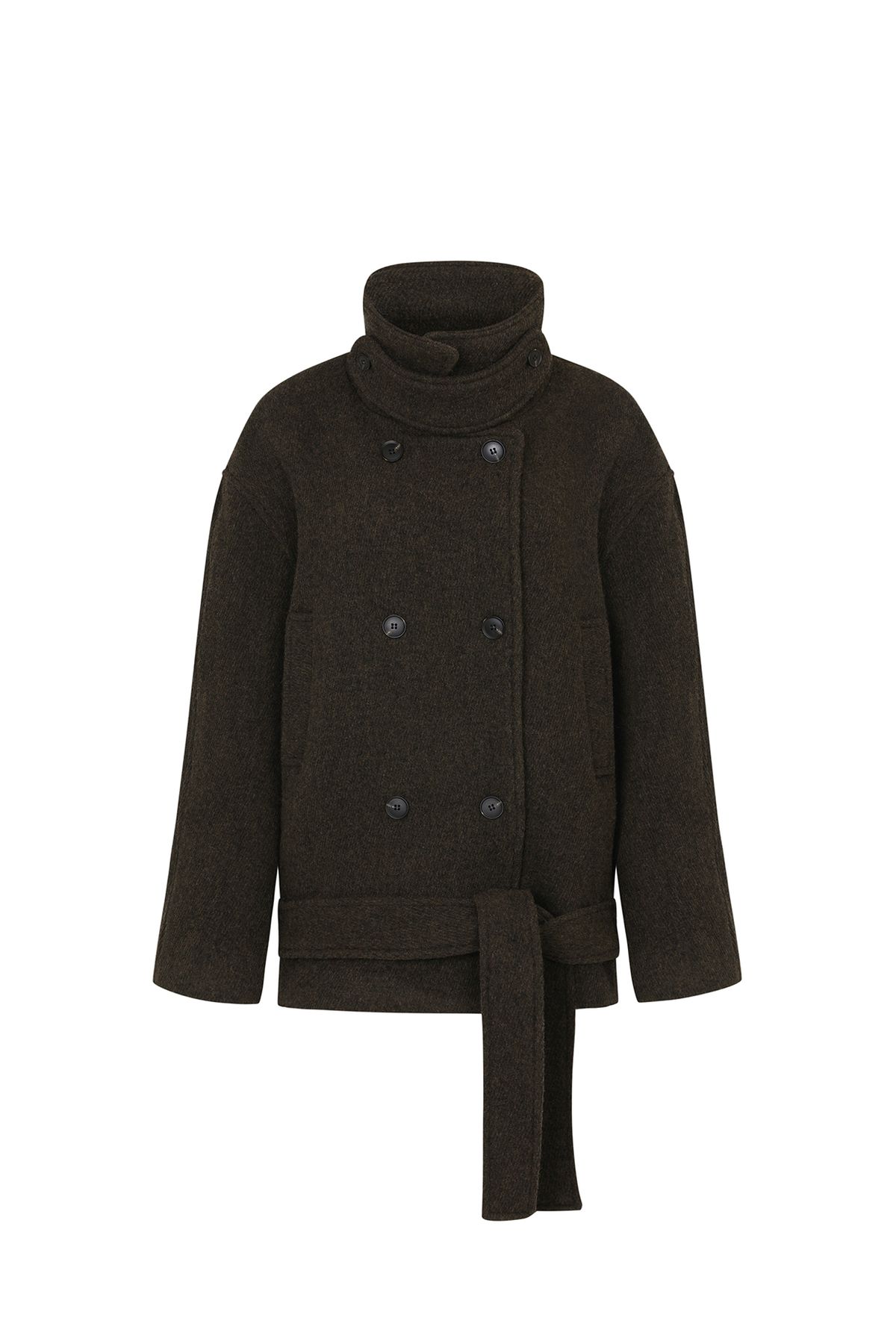 페인오어플레져(PAINORPLEASURE) AMBER BELTED DOUBLE COAT brown