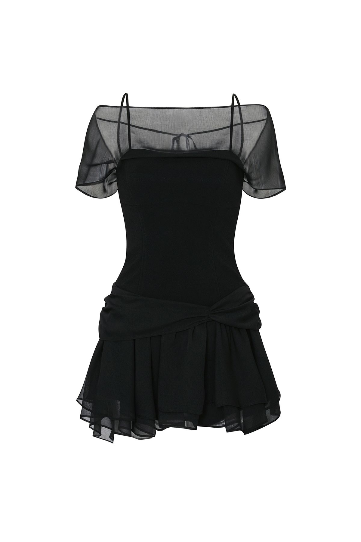 페인오어플레져(PAINORPLEASURE) MERRY CHIFFON DRESS black