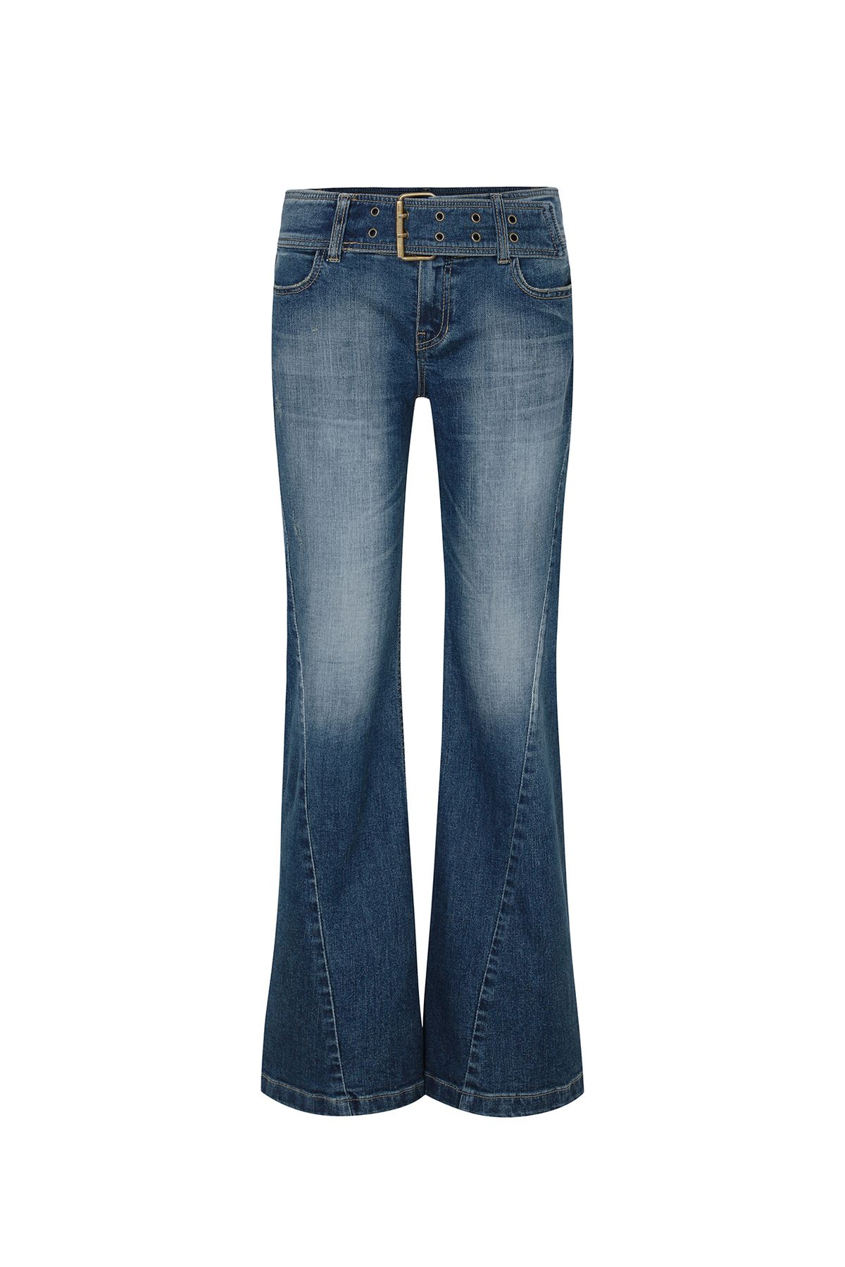 페인오어플레져(PAINORPLEASURE) VERA BELTED BOOT-CUT DENIM blue