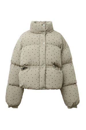 플라워 도트 패딩 숏 점퍼